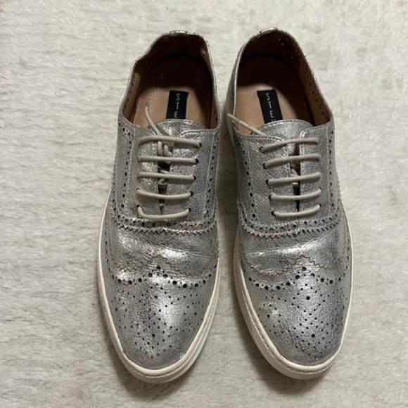 Steven by Steve Madden Allister Metallic Silver Lace Up Sneakers Size 9.5M - Picture 4 of 12